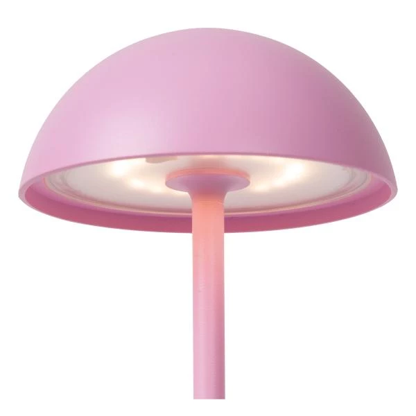 Lucide JOY - Lampe de table Rechargeable Intérieur/Extérieur - Batterie/Piles - Ø 12 cm - LED Dim. - 1x1,5W 3000K - IP54 - Rose - détail 3